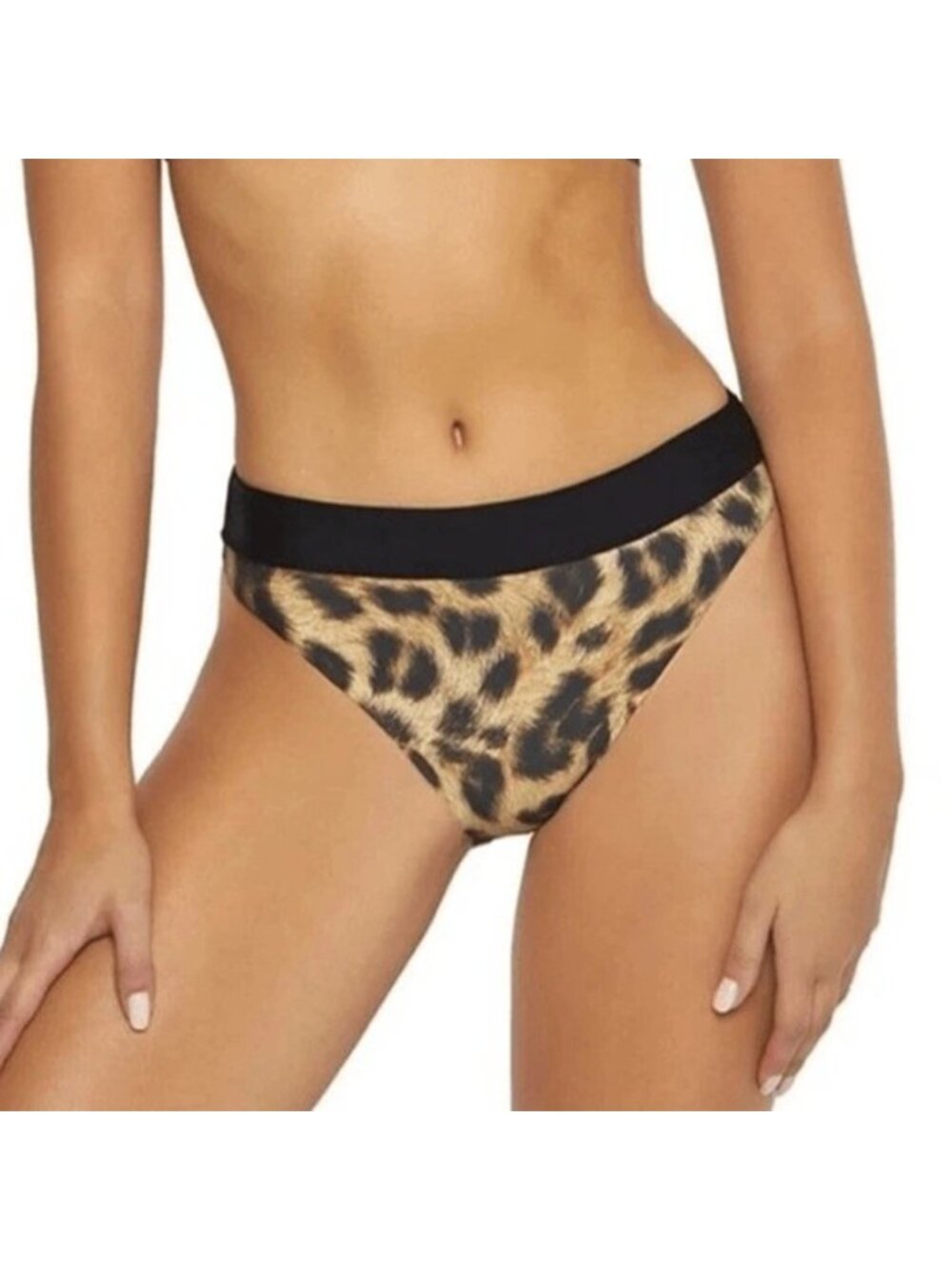 PilyQ Animal Jungle High Waist Full Coverage Swim Black JUN-252F Size Small